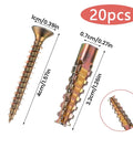 Close-up of 20 Pack Heavy Duty Cinder Block Anchors With Screws For Concrete Block Brick And Hollow Walls, showing dimensions.