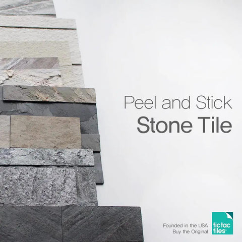 Peel And Stick Stone Tile Backsplash For Kitchen And Bathroom Four Sheets 3D Real Stone Veneer Natural White on display