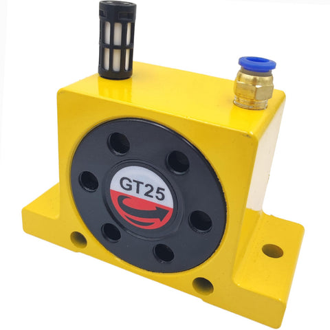 Set Of 2 High Speed Pneumatic Air Turbine Vibrators For Industrial Systems One Quarter Inch Ports Aluminum Body Close-up