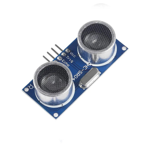 10 Pack HC-SR04 Ultrasonic Distance Sensor Modules With Wire Cable For Arduino And DIY Robotics, blue circuit board with dual silver sensors