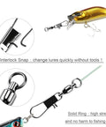 Saltwater Ball Bearing Snap Swivels Kit With Copper Alloy Body And Stainless Rings And Snaps, Beefy Heavy Duty Barrel Tackle Connectors, Black Nickel Finish, 25 Pcs, 23.7 Lb Break Strength shown with lure and fishing line