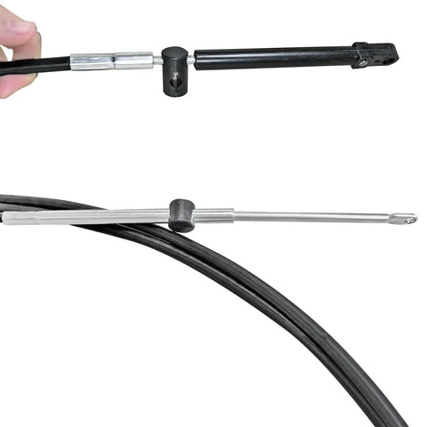 Detailed view of the 15Ft Throttle And Shift Remote Control Cable For Mercury MerCruiser And Force Marine Boats 2 Pack