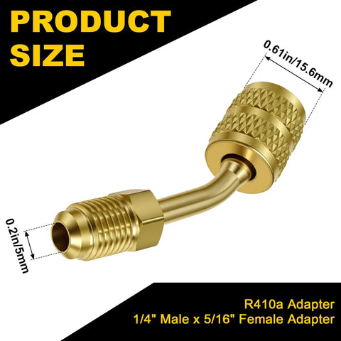R410a Mini Split HVAC Adapter For Quick Couplers DIY Friendly 5/16 Inch Female To 1/4 Inch Male Flare Fittings in brass