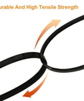 Close-up of nylon PA66 self-lock 8-inch zip ties showcasing releasable and reusable functionality for garden and home use.
