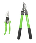 Limb And Branch Pruner Tool Set With Heat Treated Steel 15 Inch Lopper And 8 Inch Pruner Clean Scissor Like Action Easy Grip Handles