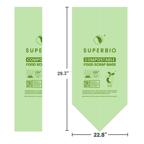 Heavy Duty 13 Gallon Compostable Kitchen Trash Bags Fifty Count Flat Top Bpi Certified Biodegradable Eco Friendly Liners, dimensions 29.3x22.8 inches.