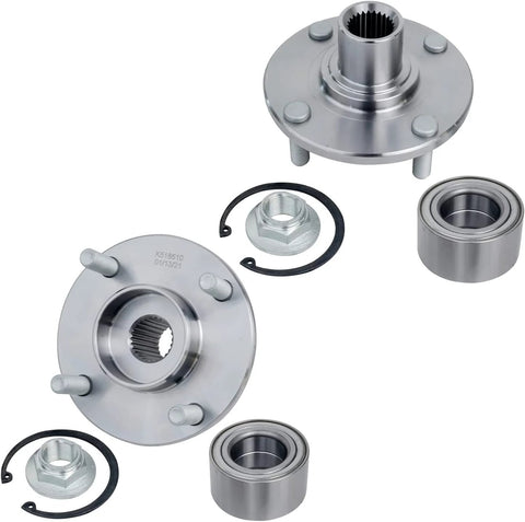 Front Brake Kit For Ford Focus 2008 2009 2010 2011 With Ceramic Brake Pads Premium Disc Rotors Front Wheel Hub Bearing Assembly Hardware Kit 4 Lug With ABS Encoder Replacement components image