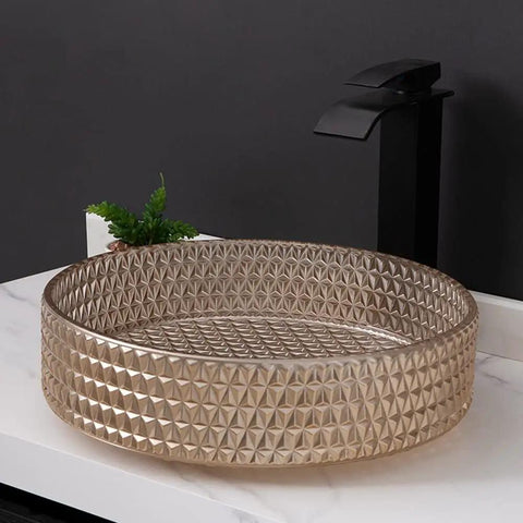 Modern Rectangular Tempered Glass Vessel Bathroom Sink Slick Finish Hella Durable Hassle Free Mounting on a counter.