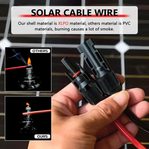 Heavy Duty 10 Foot 12 Awg Solar Panel Extension Cable Pair With Slick Male Female Connectors For Rv Camper Top Shelf Roof Rack Power Run