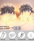 Incandescent Christmas Lights Set, 21.63 Ft Long, 100 Clear Mini Bulbs, Connectable End-To-End, 120V UL Certified, warm white glow