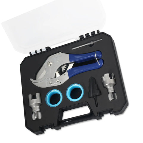 Top Notch 1/2 And 3/4 Inch Internal External Pipe Threading Tool Kit Electric Drill Compatible For Metal And PVC Pipes with heavy-duty cutter and accessories.