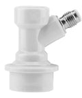 Ball Lock Liquid Disconnect Kit For Homebrew Kegs, 1 Quarter MFL Thread Outlet, white gas inlet fitting, close-up view