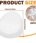 30 Pack Door Frame Plugs Silicone Caps One Quarter Inch And Five Sixteenth Inch White Easy Press Fit Screw Hole Covers shown in hand and size details