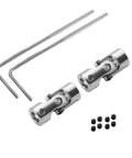 Heavy Duty Universal Joint Shaft Coupling 0.55in OD x 1.38in Length With 6mm To 8mm Bore And M4 Screws RC Model Motor Coupler 2 Pack Iron Electroplated, with screws and hex keys