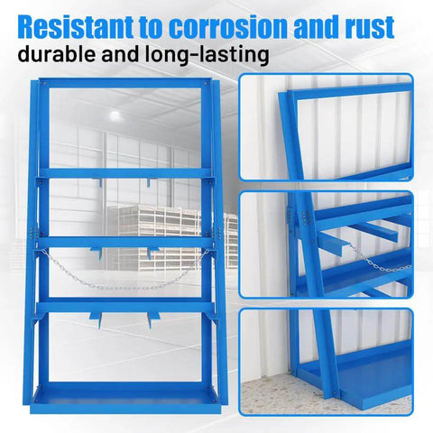 Beefy Vertical Long Parts Storage Rack With 3,000 Lb Capacity For Pipes And Lumber, Heavy Duty Pipe Organizer Shelf With Safety Chain
