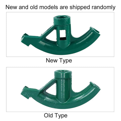 Estink Heavy Duty Cast Iron Manual Pipe Bender model comparison, new type and old type, green finish, ergonomic design.