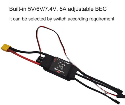 80A ESC with built-in adjustable BEC and banana plug leads for 70mm EDF Ducted Fan RC Jet with 3400KV Brushless Motor 4S or 3S Ready