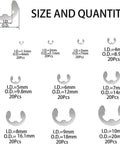 Diagram of Stainless Steel External Retaining Ring Kit 200 Pcs 10 Sizes From 1.5 Mm To 10 Mm E Clip Snap Washer Set