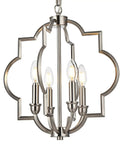 Brushed Nickel 4-Light Farmhouse Chandelier With Geometric Orb Pendant Adjustable Height Ceiling Light For Kitchen Island Dining Room Entryway Bar Living Room Foyer