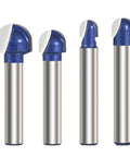 4 Pack Cove Router Bit Set With One Quarter Inch Shank Core Box Round Nose Milling Cutter For Woodworking Solid Carbide