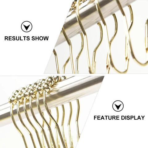 Gold Stainless Steel Shower Curtain Hooks Set Of 24 With 5 Bead Rollerball Design For Smooth Glide Curtain Rings Heavy Duty Metal Hanging Rings For Shower Rods Easy Install