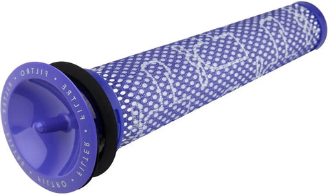 Close-up of a blue Dyson pre filter, part of 4 Pack Dyson Pre Filters For V8 V7 V6 DC58 DC59 Vacuum Cleaners Replacement Part, mesh design