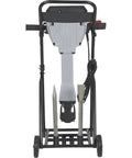 Heavy Duty Breaker Hammer Kit With Cart 15 Amp Motor 110V Power Smashes Concrete Like A Champ on rolling cart, view from the back.