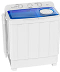 Auertech portable washing machine with a blue translucent lid, compact twin-tub design, white body.