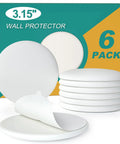 Heavy Duty 3.15 White Silicone Door Stopper Bumpers 6 Pack Wall Protectors displayed with adhesive backing visible.