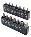 Rotation 14-piece tamper-resistant Torx bit set in chrome-vanadium steel, 1/4-inch hex shank, T5-T40, Amazon brand