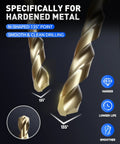 Close-up of M35 Cobalt Drill Bit Set For Hardened Metal And Stainless Steel with 135° split point showing smooth drilling design.