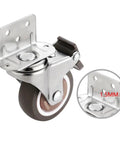 Heavy Duty Caster Wheel 20 Kg Silent Swivel Stem Casters 1.5 Inch Soft Rubber Wheels, metal bracket close-up.