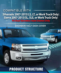 PIT66 TPE dash cover for Chevy Silverado/GMC Sierra 2007-2013; dual glovebox dash bezel