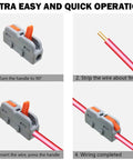 Step-by-step use of Lever Nut Wire Connector Kit 25 Pcs SPL-1M Quick Terminal Block Spring Connectors with wire