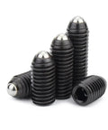 Heavy Duty Spring Ball Plungers And Hex Socket Set Screws, Grade 12.9 Alloy Steel Grub Fasteners stacked for secure mounting