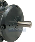 Close-up of Heavy Duty 5HP Electric Motor For Air Compressors And Industrial Machines showcasing the steel shaft and durable casing.