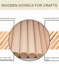 Premium Unfinished Birch Dowel Rods 1/4 X 6 In Natural Hardwood Sticks For Crafts And Diy Projects showing smooth, splinter-free finish.