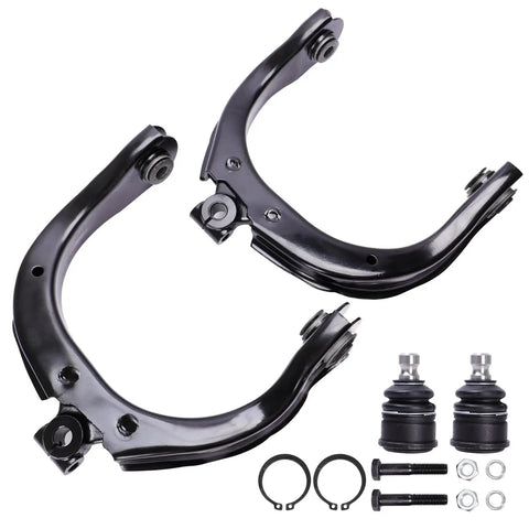 Bolt On Front Upper Control Arms With Ball Joints For Trailblazer Envoy SUVs 2002 To 2009 Upgrade Kit Includes Driver And Passenger Side Arms Plus Two Front Upper Ball Joints. Black steel front upper control arms and ball joints kit