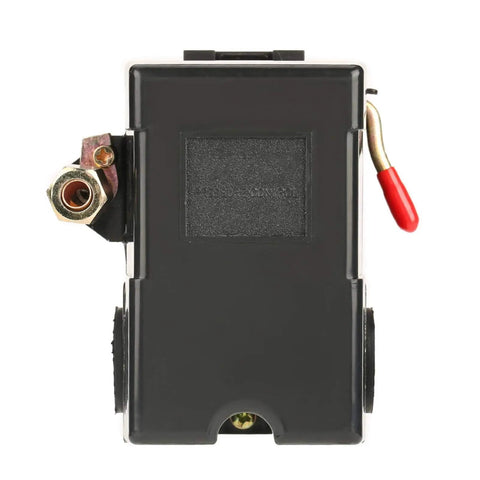 Front view of air compressor pressure switch control 95 to 125 psi 240V 26A single port replacement valve built to last performance and reliable cut out for industrial use