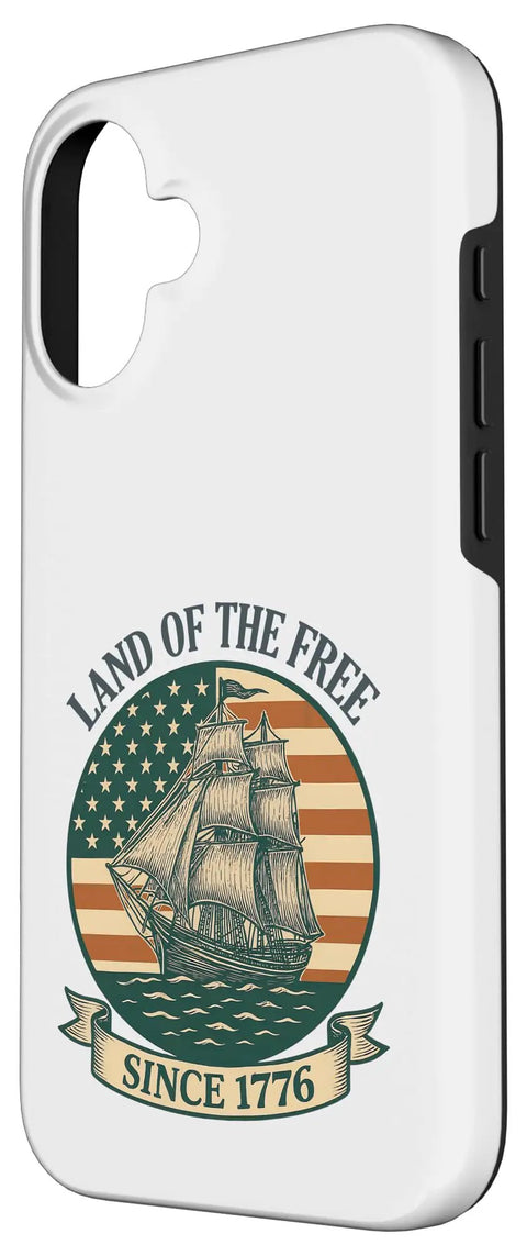 Patriotic Sailboat USA Flag iPhone 16 Case Retro Red White Blue Independence Day Design Shockproof Durable Phone Protector