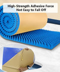 Top Tier Self Adhesive Acoustic Foam Panels Sick Soundproofing Tiles For Home Studio And Music Room Wall Sound Dampening Pads Low Odor Polyurethane Egg Crate Design Mat Black in rolled blue form with adhesive backing.