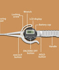Handy Digital Inside Caliper Gauge For Woodworking 0.5 To 7 Inch Range With Metric Fraction Decimal Readings Alloy Jaws Digital Display With Hold Function Pro Grade Inside Measuring Tool, LCD display and handle