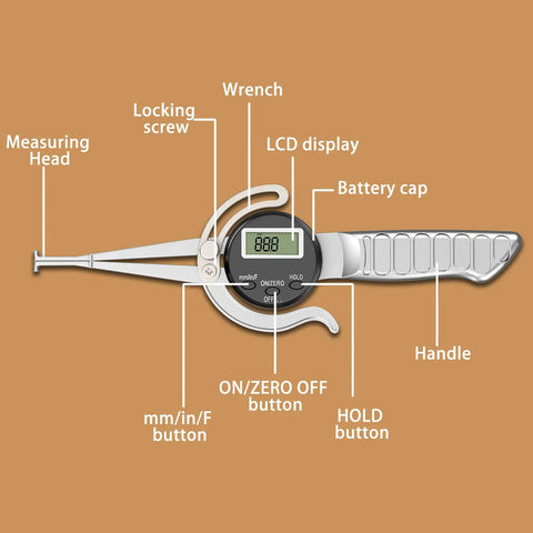 Handy Digital Inside Caliper Gauge For Woodworking 0.5 To 7 Inch Range With Metric Fraction Decimal Readings Alloy Jaws Digital Display With Hold Function Pro Grade Inside Measuring Tool, LCD display and handle