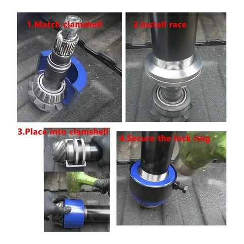 Dana Beefy Differential Bearing Puller Kit For 8 To 11.5 Inch Axles Rear Bearing Removal Tool Set demonstration with components