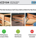 Comparison of drawer slide types for 2 Pack Soft Close Drawer Dampers For Wood Drawers, Drawer Adapter Add On Retrofit White Finish, SCD104W