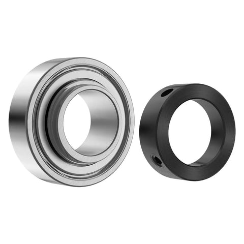 CSA205-16 Insert Bearing With Eccentric Locking Collar And Trash Guard Seals, 1 Inch Bore, 52mm OD, 31mm Wide, Pre-Filled NLGI-2 Grease, Heavy-Duty Farm Machinery Replacement Bearing shown with collar