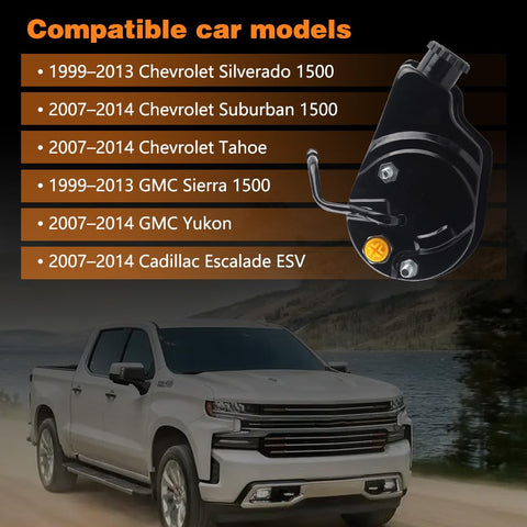Single Return Port Power Steering Pump With Reservoir Fit 1999-2014 Chevy Silverado Tahoe Suburban GMC Sierra Yukon 12V DC Drive Replaces 20-8740 15909824 Non Hydroboost 1 Pack