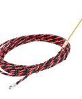 Pro Grade Fish Tape Wire Threader for Electricians, Flexible Spring Cable Puller Tool for Conduit Wiring, Manual Threading Device with Bright Color for Easy Visibility, Includes Gloves and Ties, Durable Steel Construction, coiled red and black steel cable puller