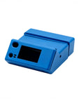 Slick Desktop Enclosure Compatible With Heltec V4 Boasting Dual Battery Storage Shell And Hella Secure Node Mount For Diy Wireless Comm Rig Builds In Fresh Blue side view of compact blue housing