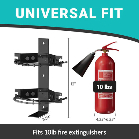 Heavy Duty Fire Extinguisher Mount Bracket Kit Two Pack With Easy Installation Holds Up To 10 Lbs Illustrated